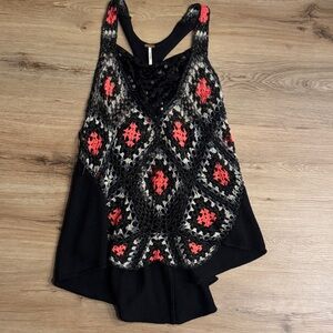 Free People Black Knit Top with Sequins